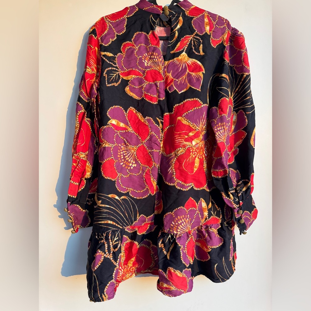FARM Rio Black Dress with Red and Purple Floral Design - Picture 6 of 13